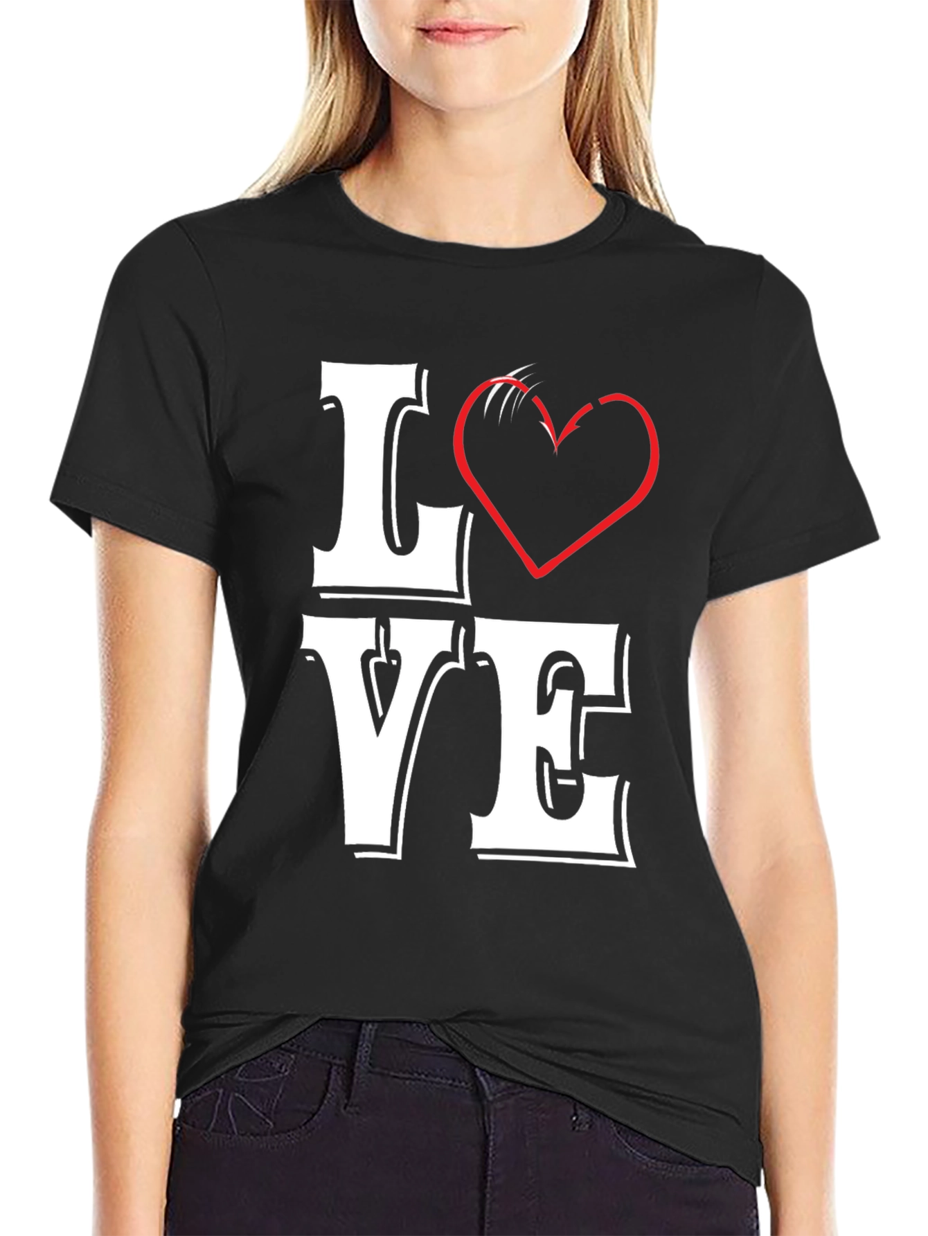 LOVE Graphic Tee - Black Cotton Blend