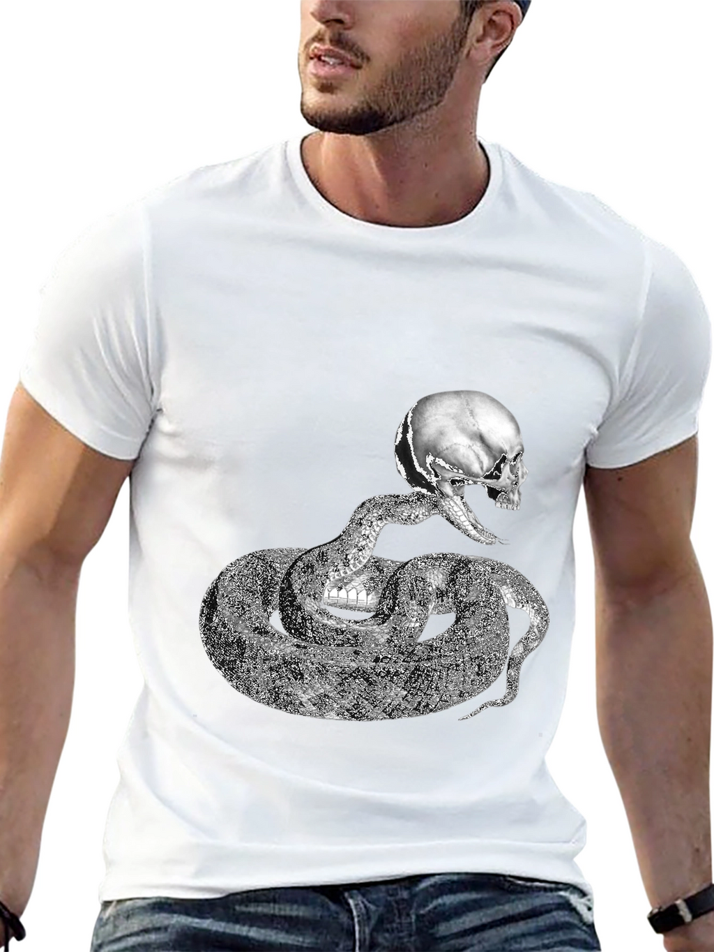 Skull Snake Graphic T-Shirt - Mens Black Tee
