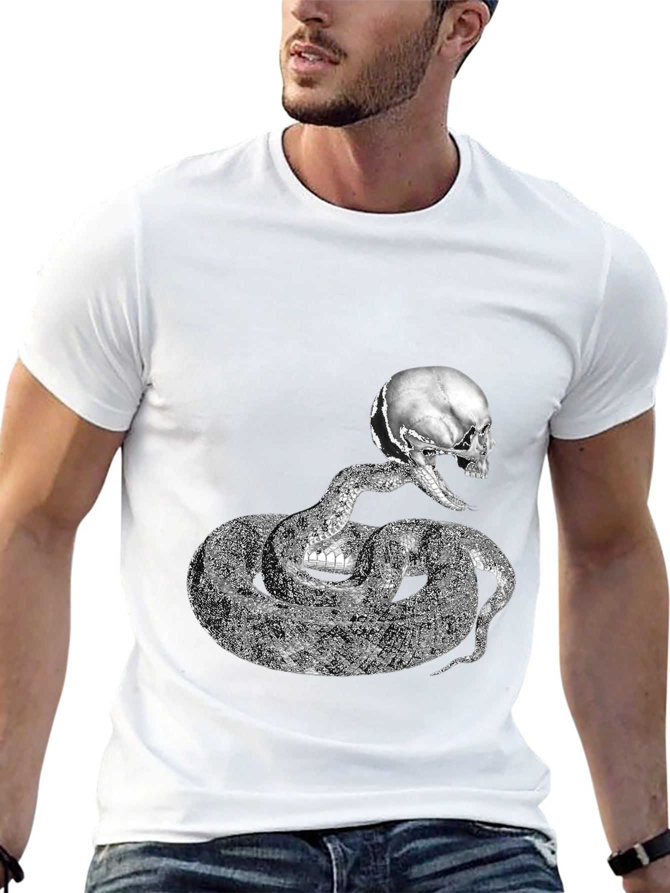Skull Snake Graphic T-Shirt - Mens Black Tee