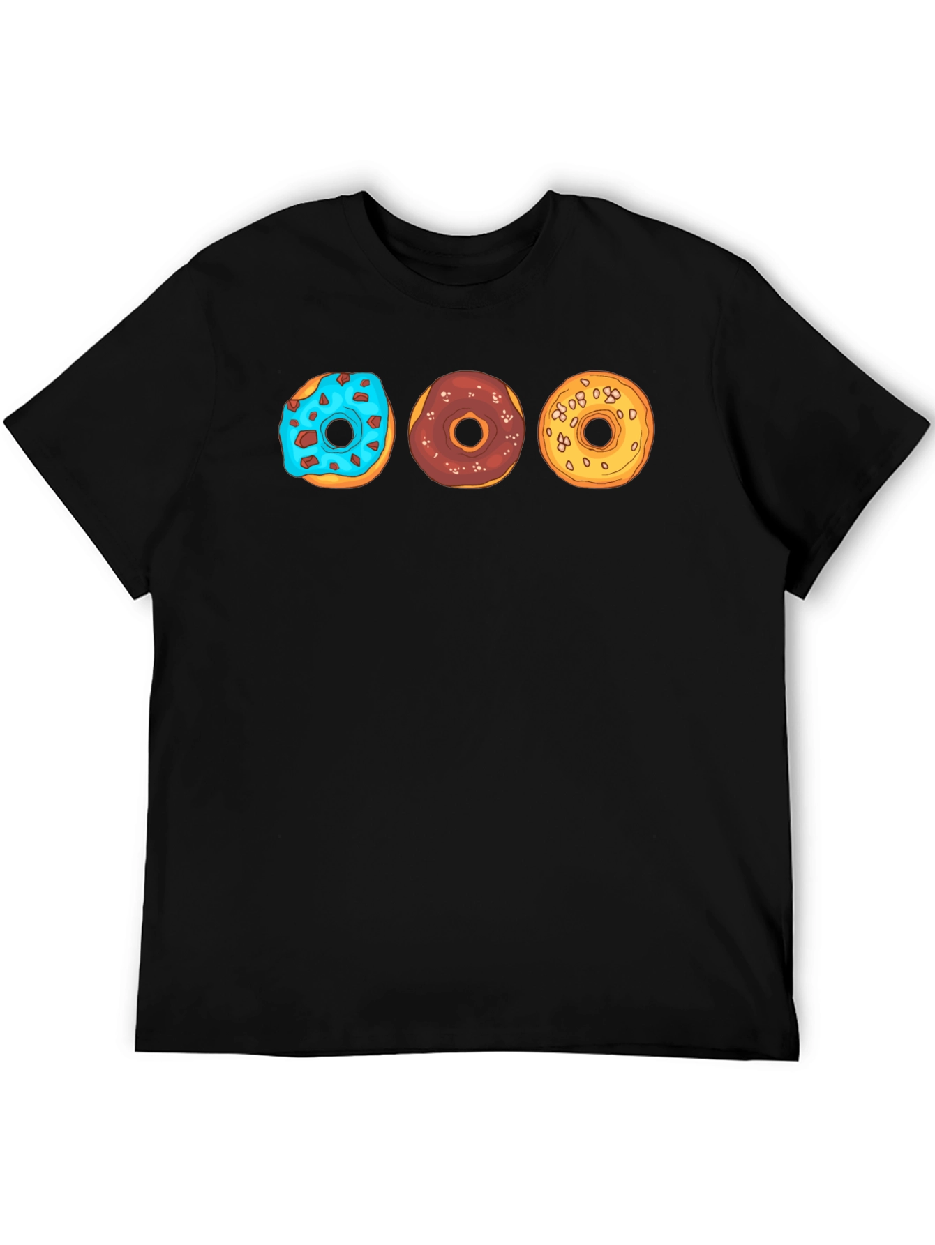 Donut Trio Graphic Tee - Soft Black Cotton T-Shirt