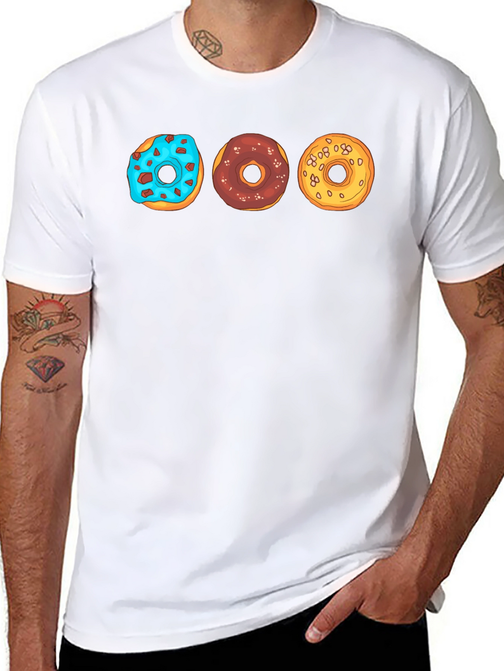 Donut Trio Graphic Tee - Soft Black Cotton T-Shirt