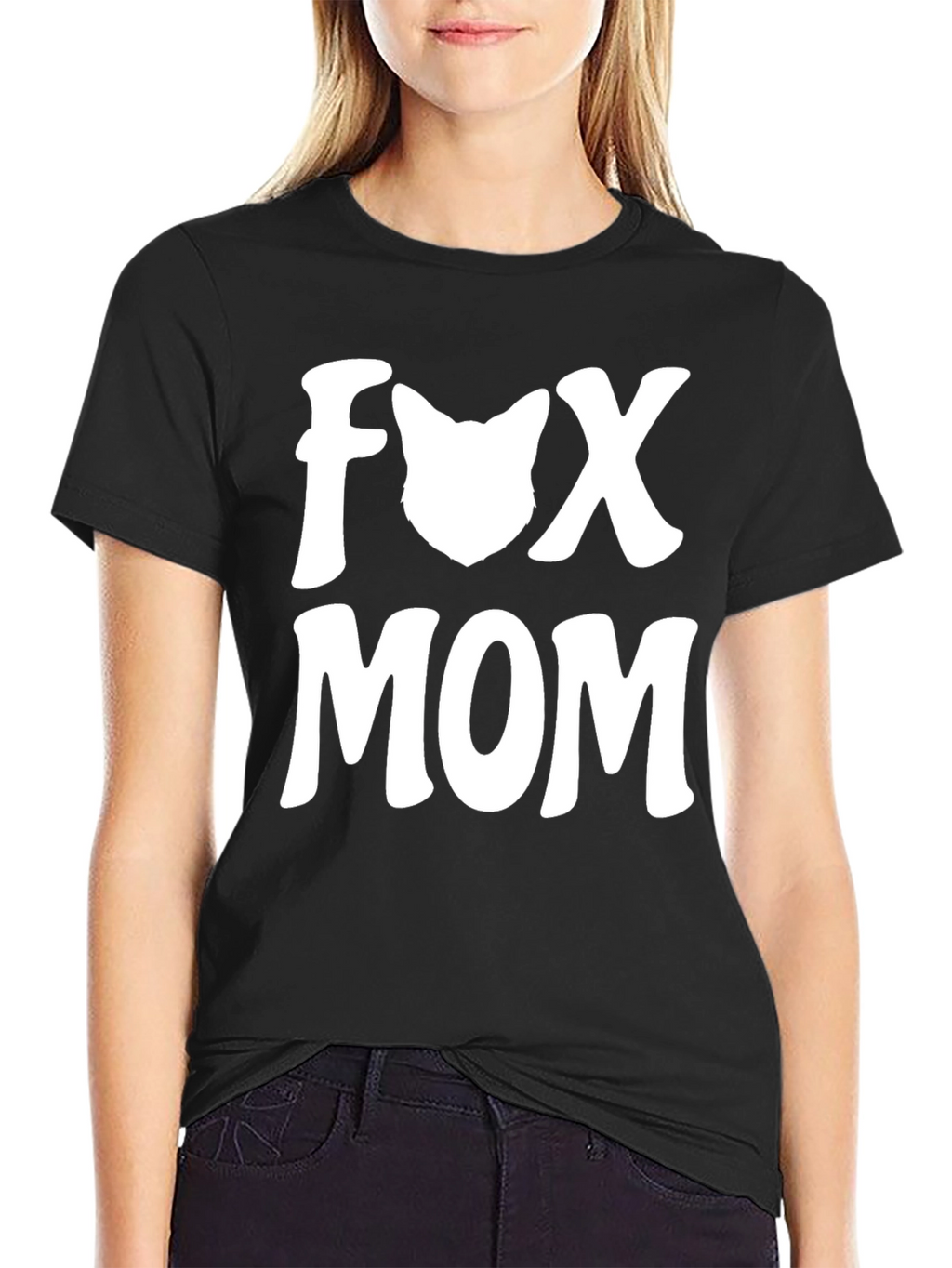 Fox Mom Graphic T-Shirt - Black
