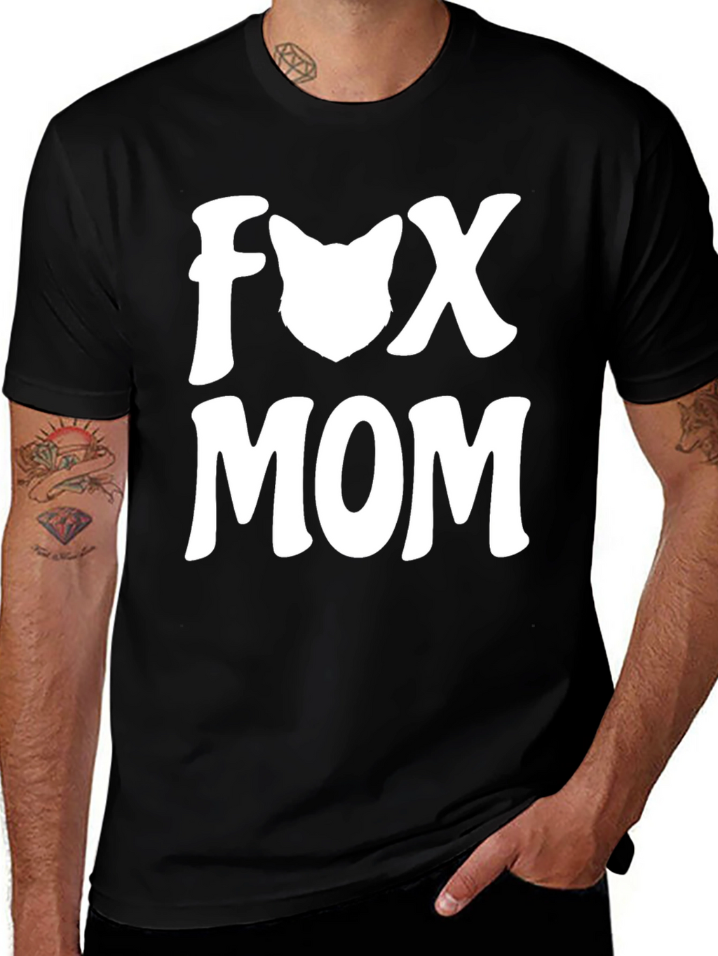 Fox Mom Graphic T-Shirt - Black