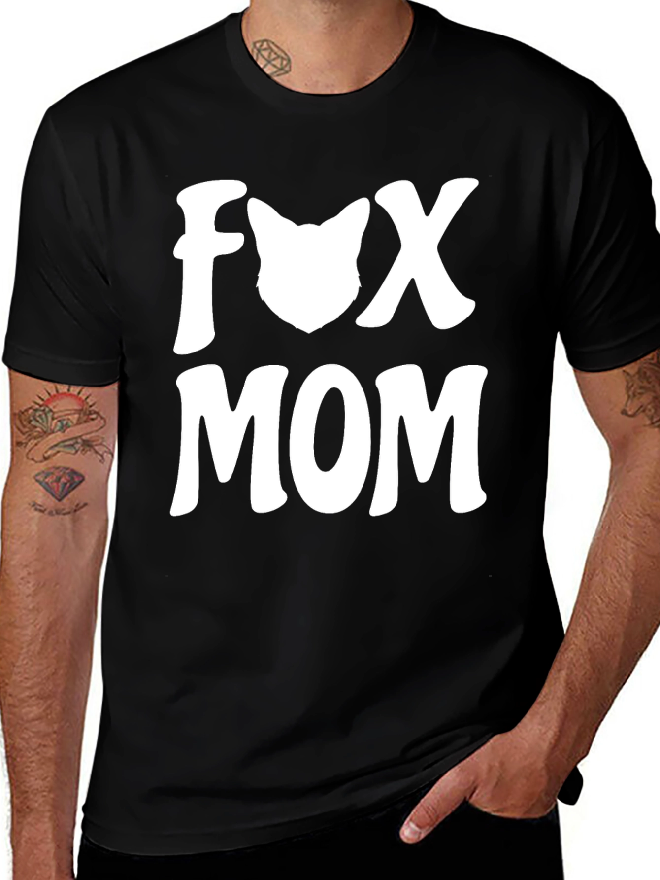 Fox Mom Graphic T-Shirt - Black