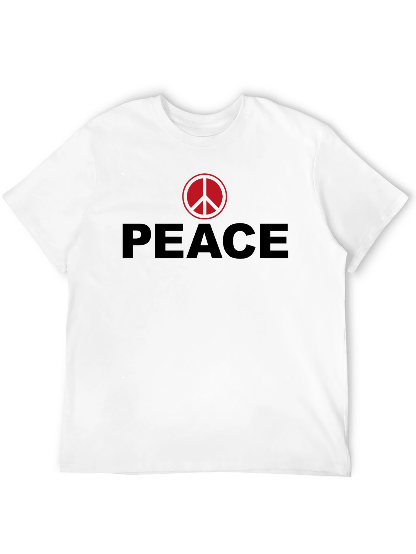 Peace Sign Graphic Tee - Red Symbol on Black