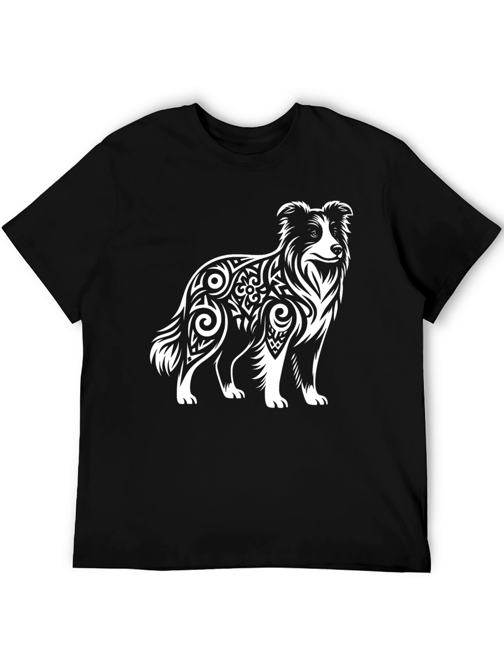 Border Collie Tribal Art Mens T-Shirt