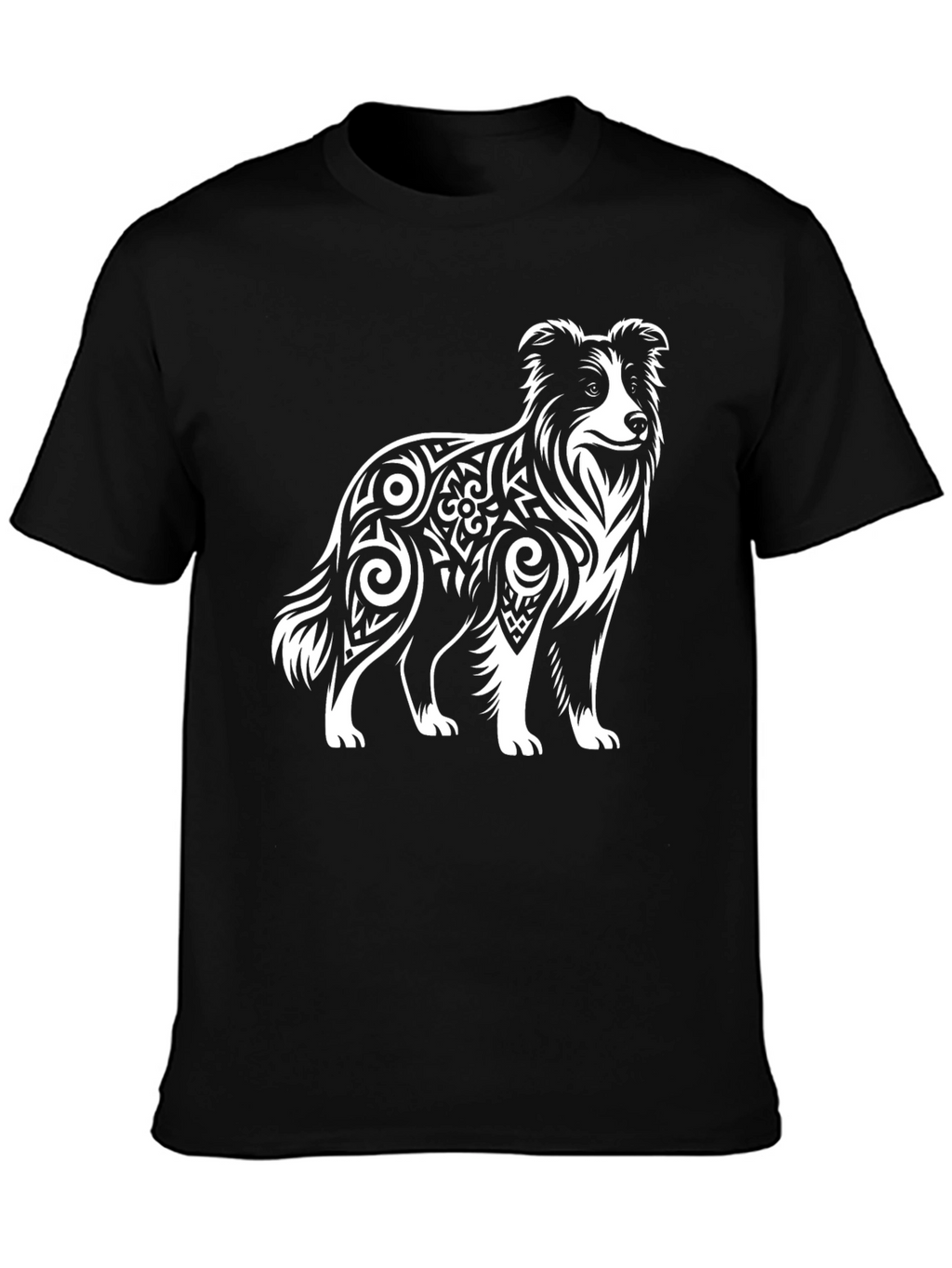 Border Collie Tribal Art Mens T-Shirt