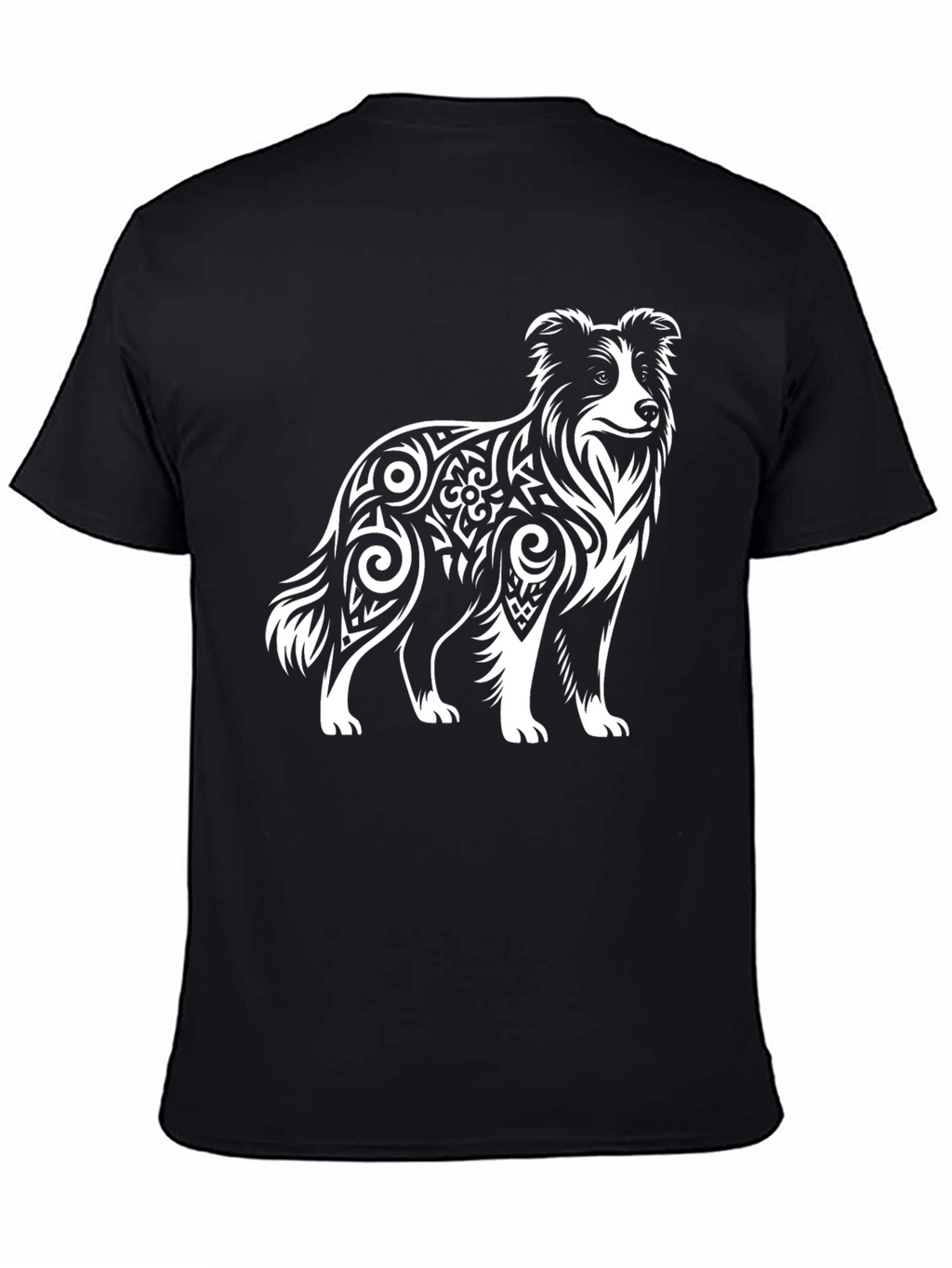 Border Collie Tribal Art Mens T-Shirt