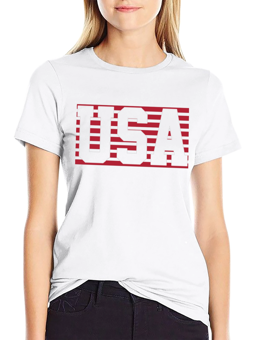 USA Graphic Tee - Patriotic Stripes