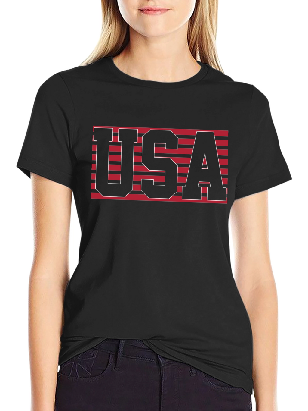 USA Graphic Tee - Patriotic Stripes