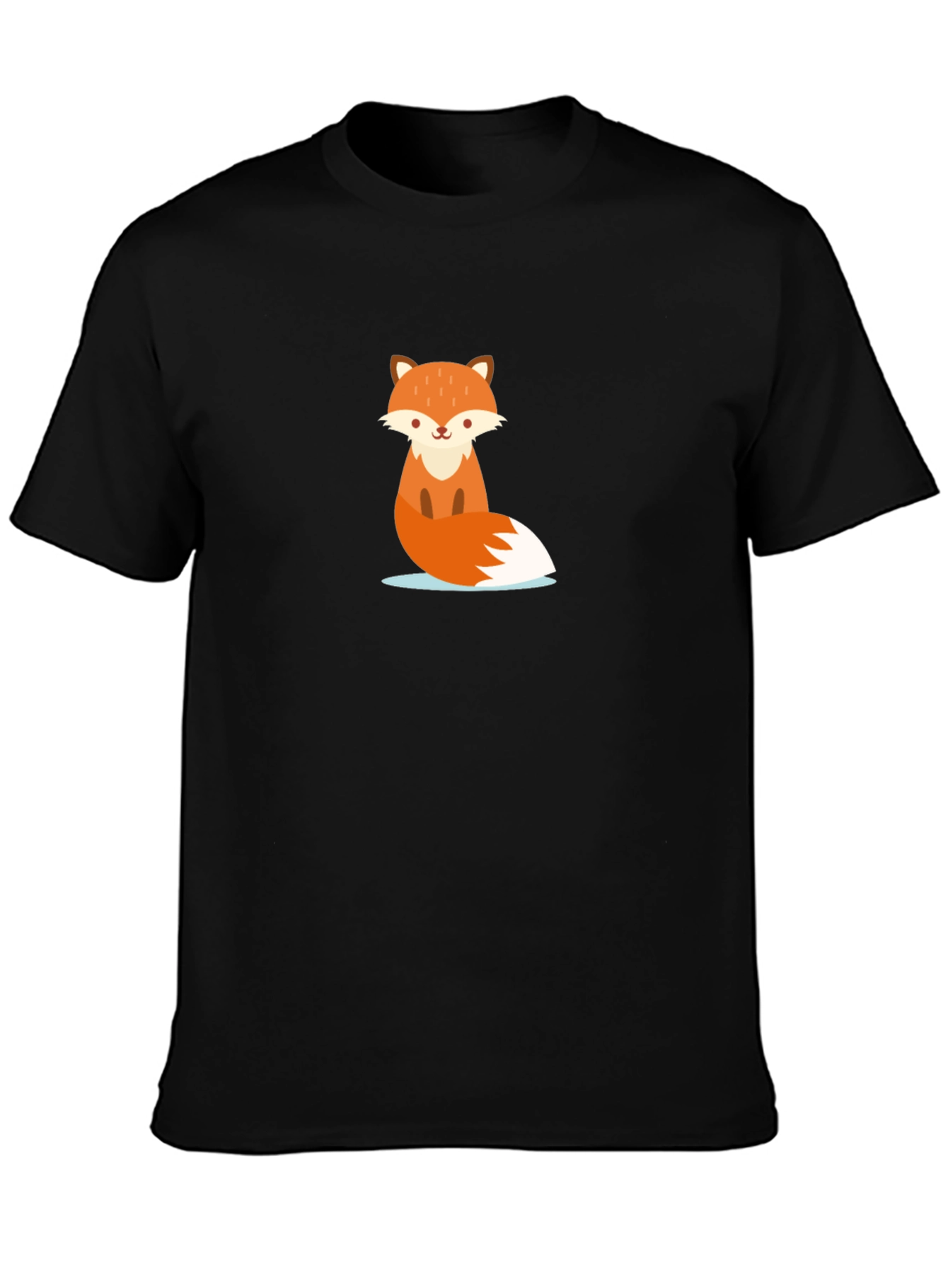 Cute Cartoon Fox Black T-Shirt
