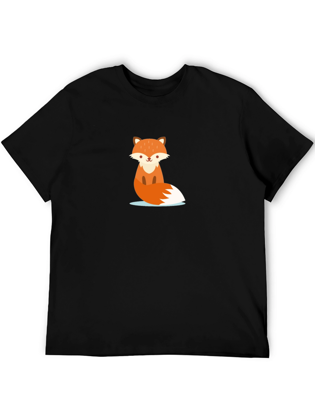 Cute Cartoon Fox Black T-Shirt