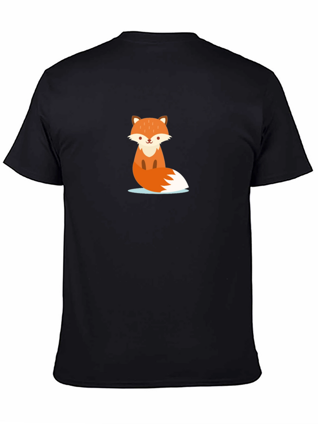 Cute Cartoon Fox Black T-Shirt
