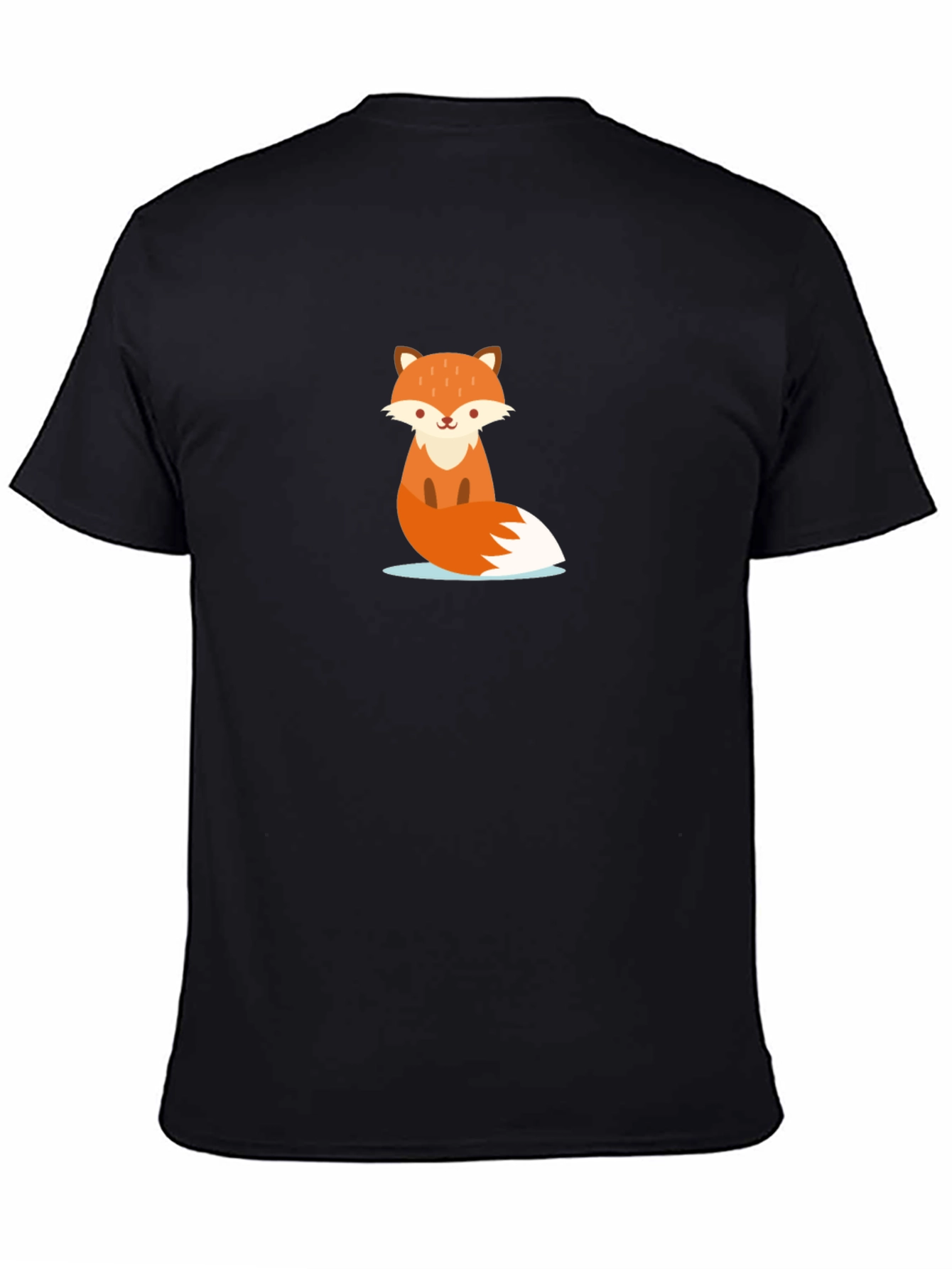 Cute Cartoon Fox Black T-Shirt
