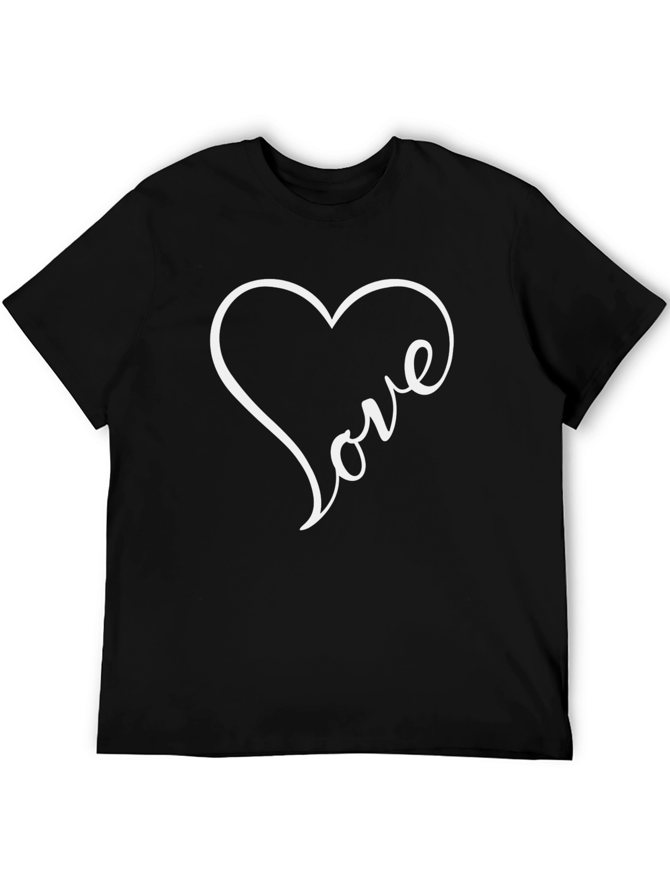 Love Heart Graphic Tee - Black Casual Shirt