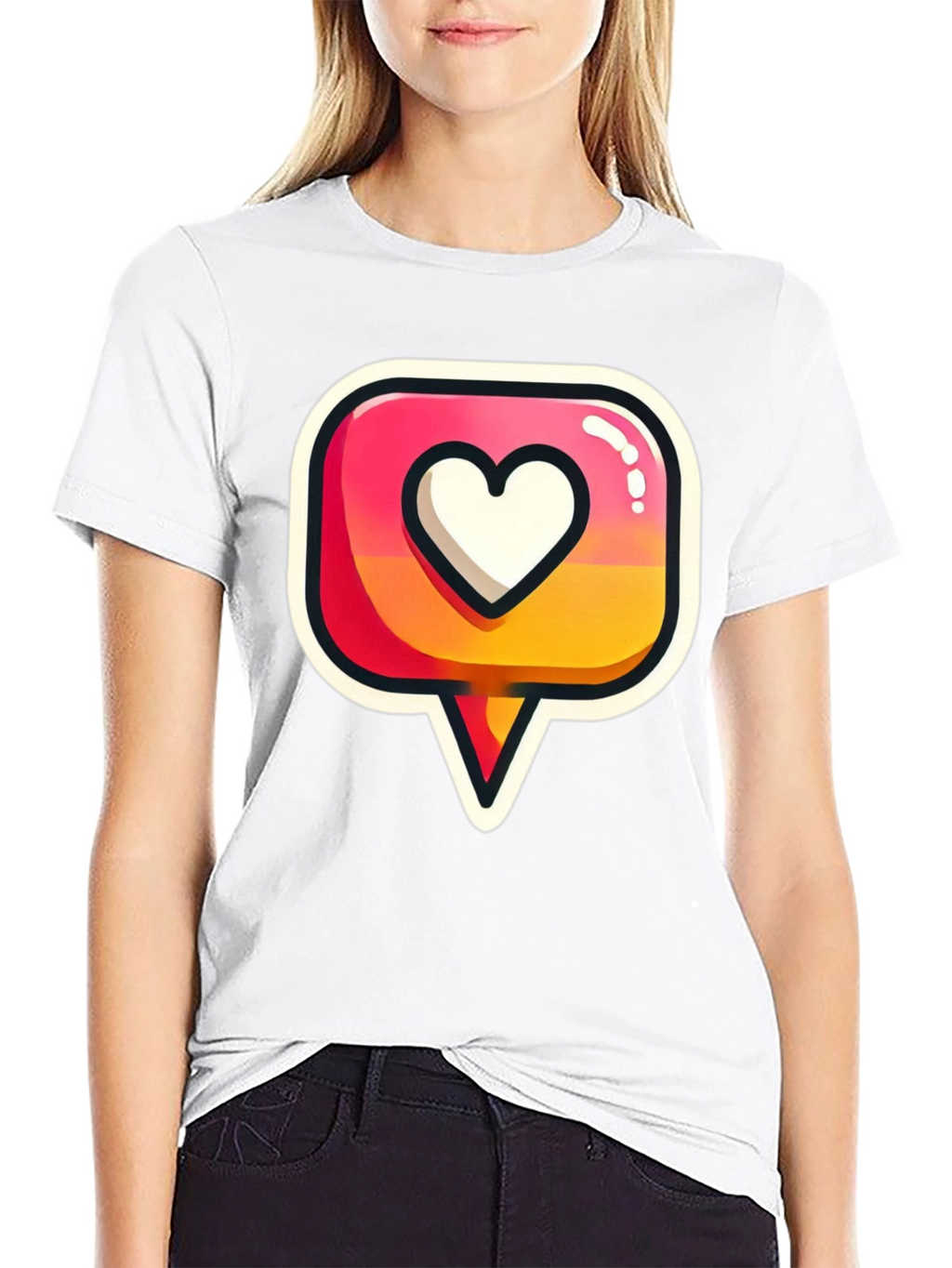Heart Icon Graphic Tee - Trendy Black T-Shirt