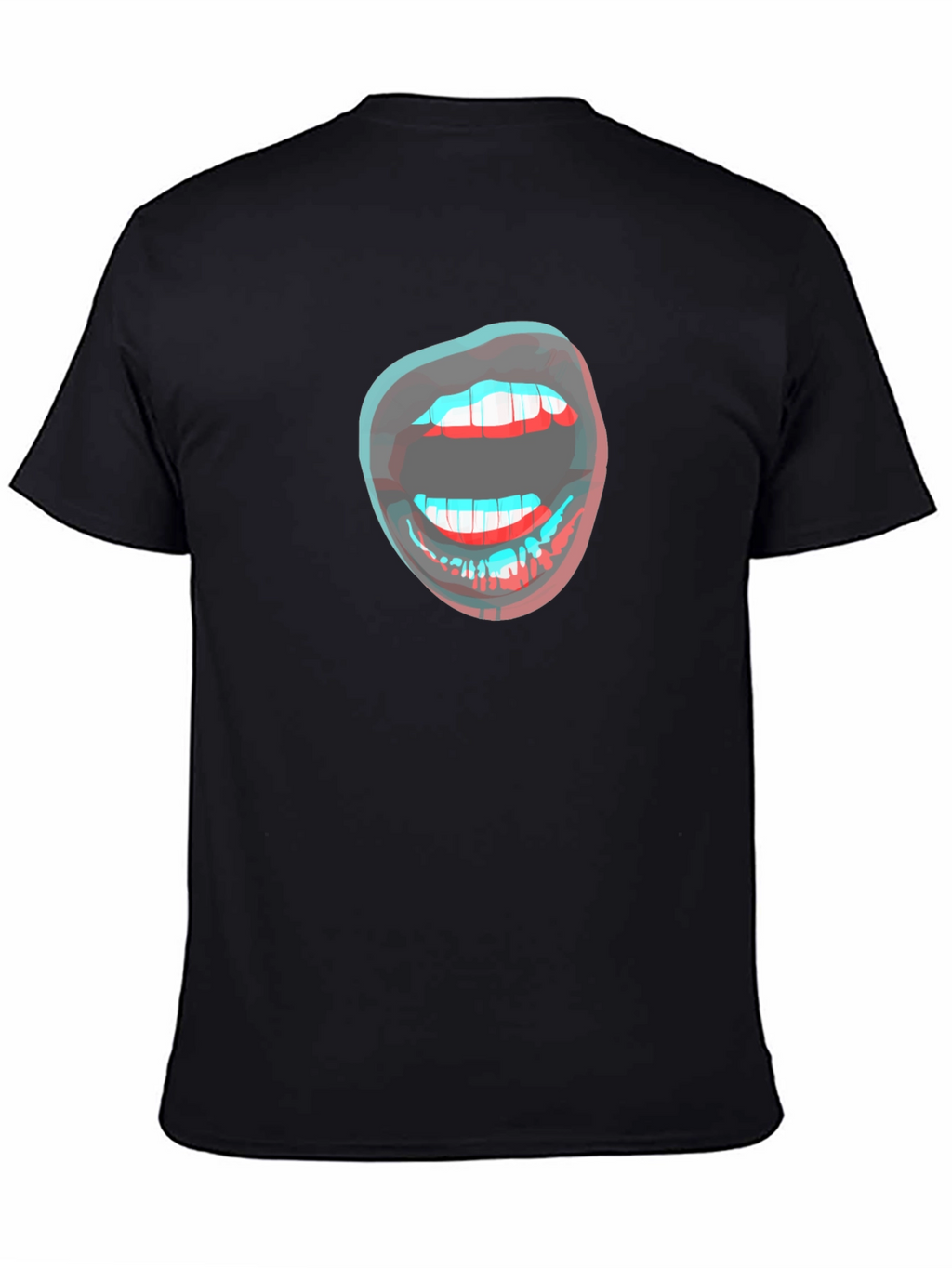 3D Lips Graphic Black T-Shirt