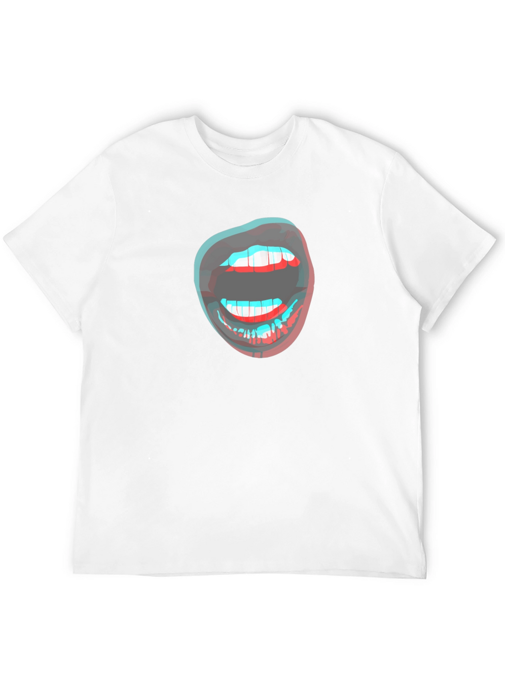 3D Lips Graphic Black T-Shirt