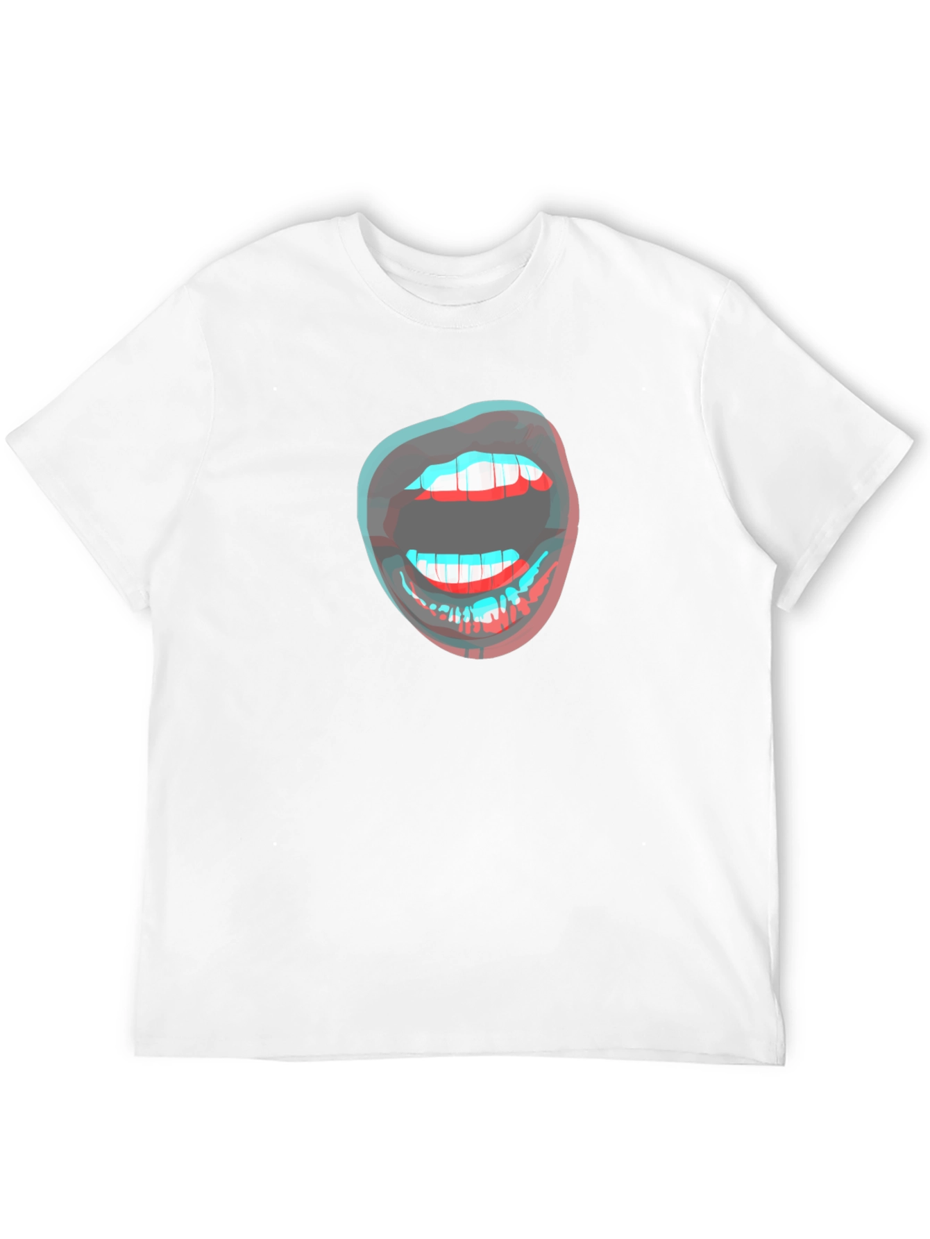 3D Lips Graphic Black T-Shirt