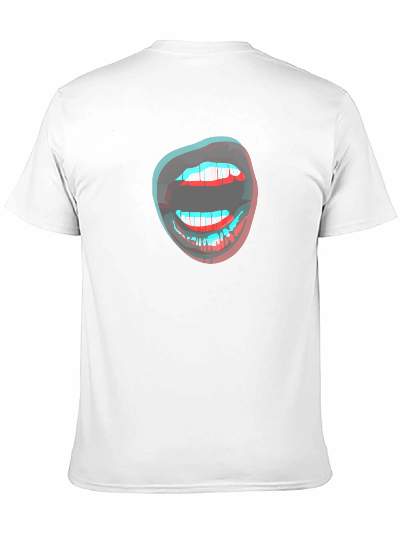 3D Lips Graphic Black T-Shirt