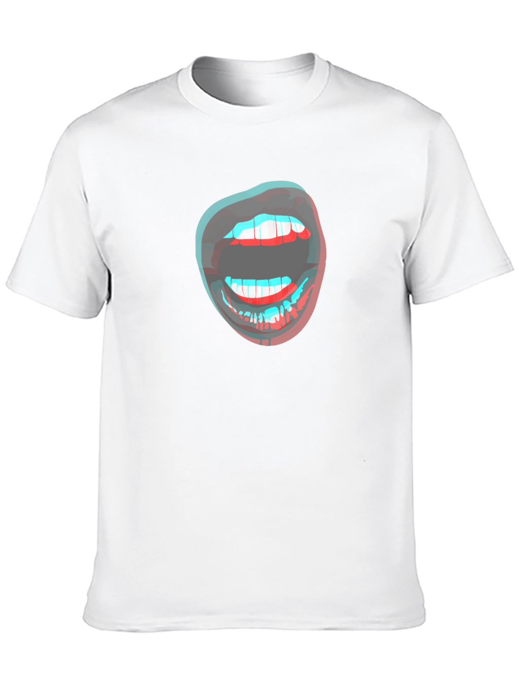3D Lips Graphic Black T-Shirt