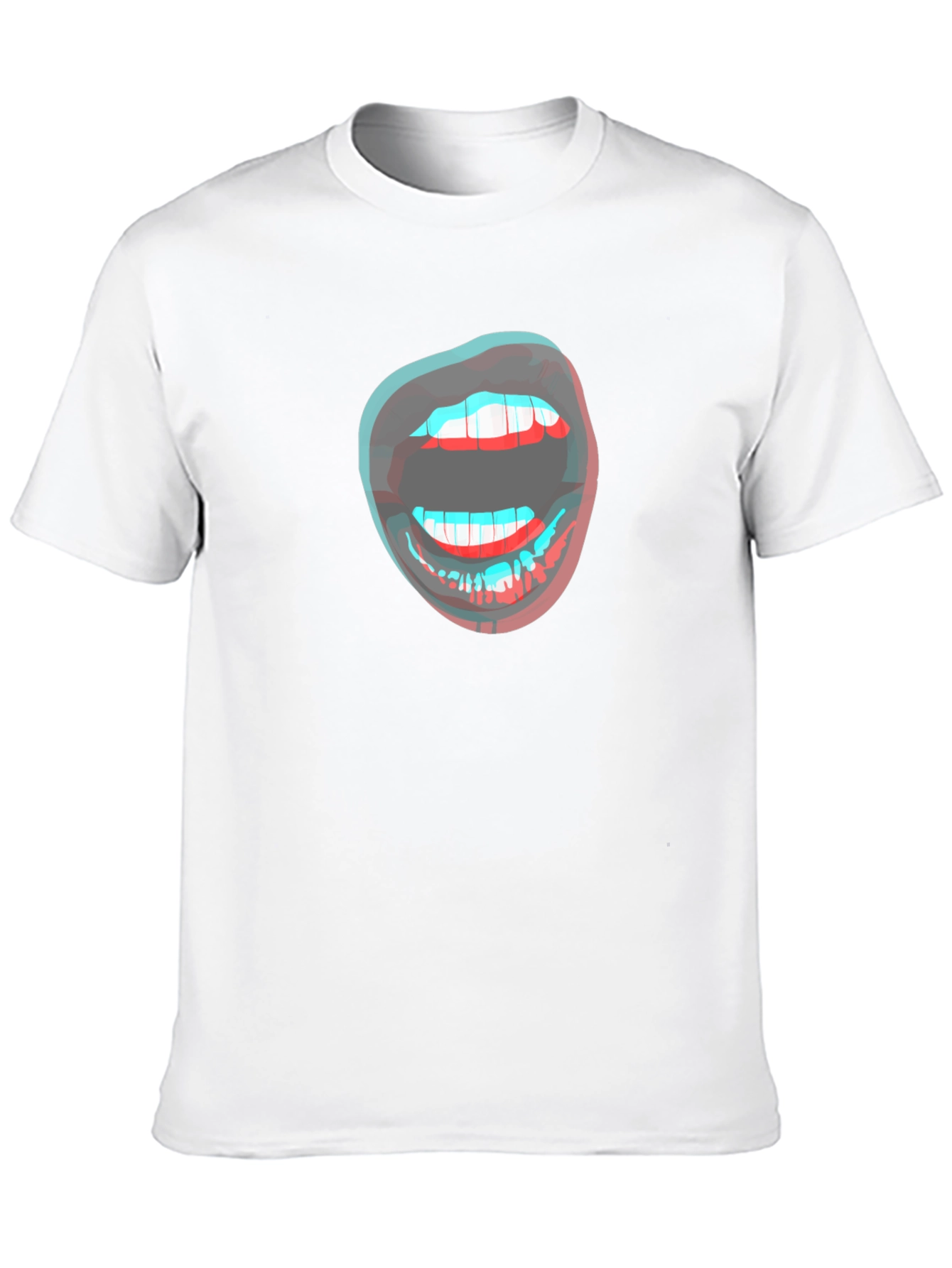 3D Lips Graphic Black T-Shirt