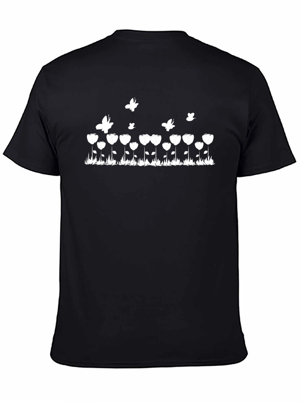 Floral Butterfly Graphic Black T-Shirt