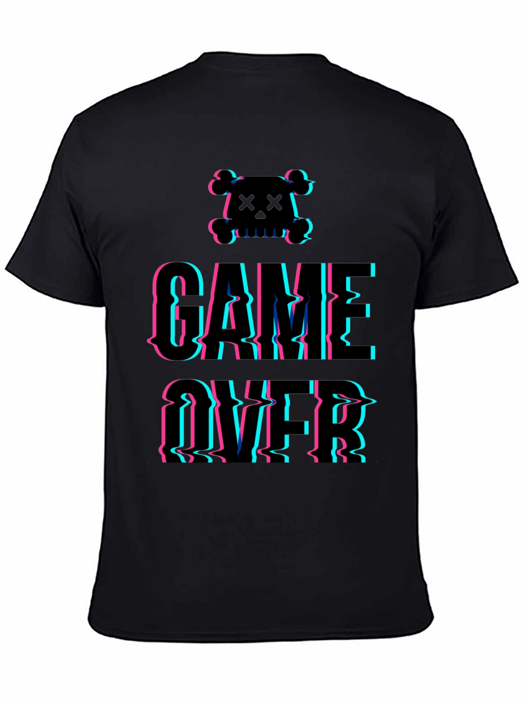 Game Over Glitch Graphic T-Shirt - Skull Design