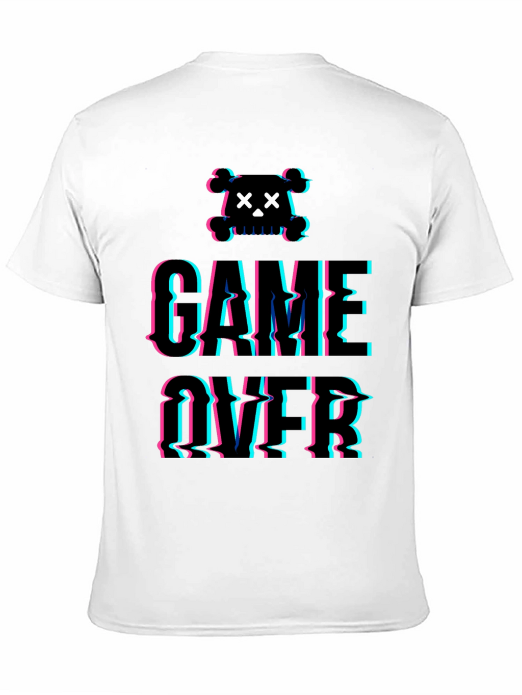 Game Over Glitch Graphic T-Shirt - Skull Design