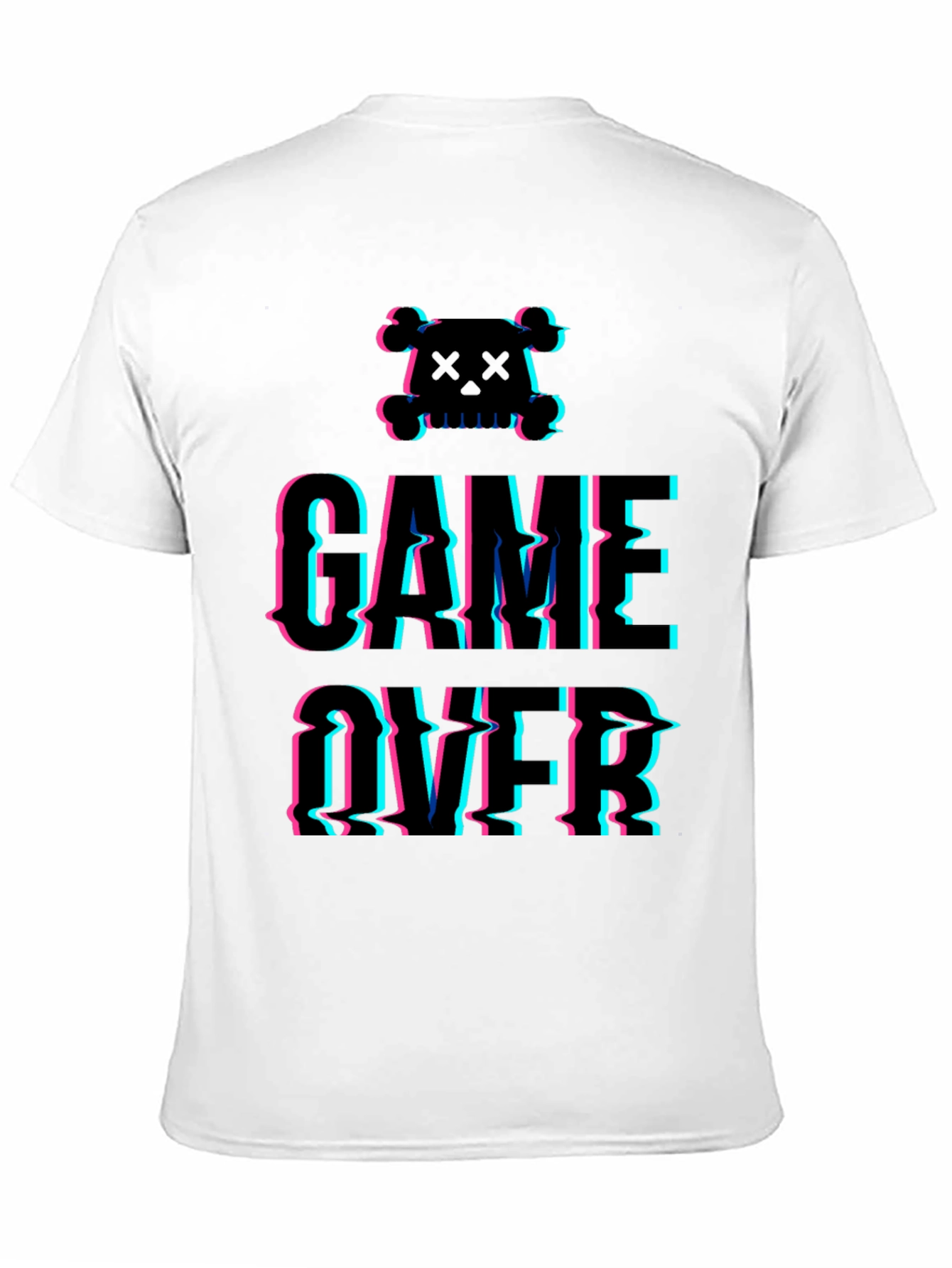 Game Over Glitch Graphic T-Shirt - Skull Design