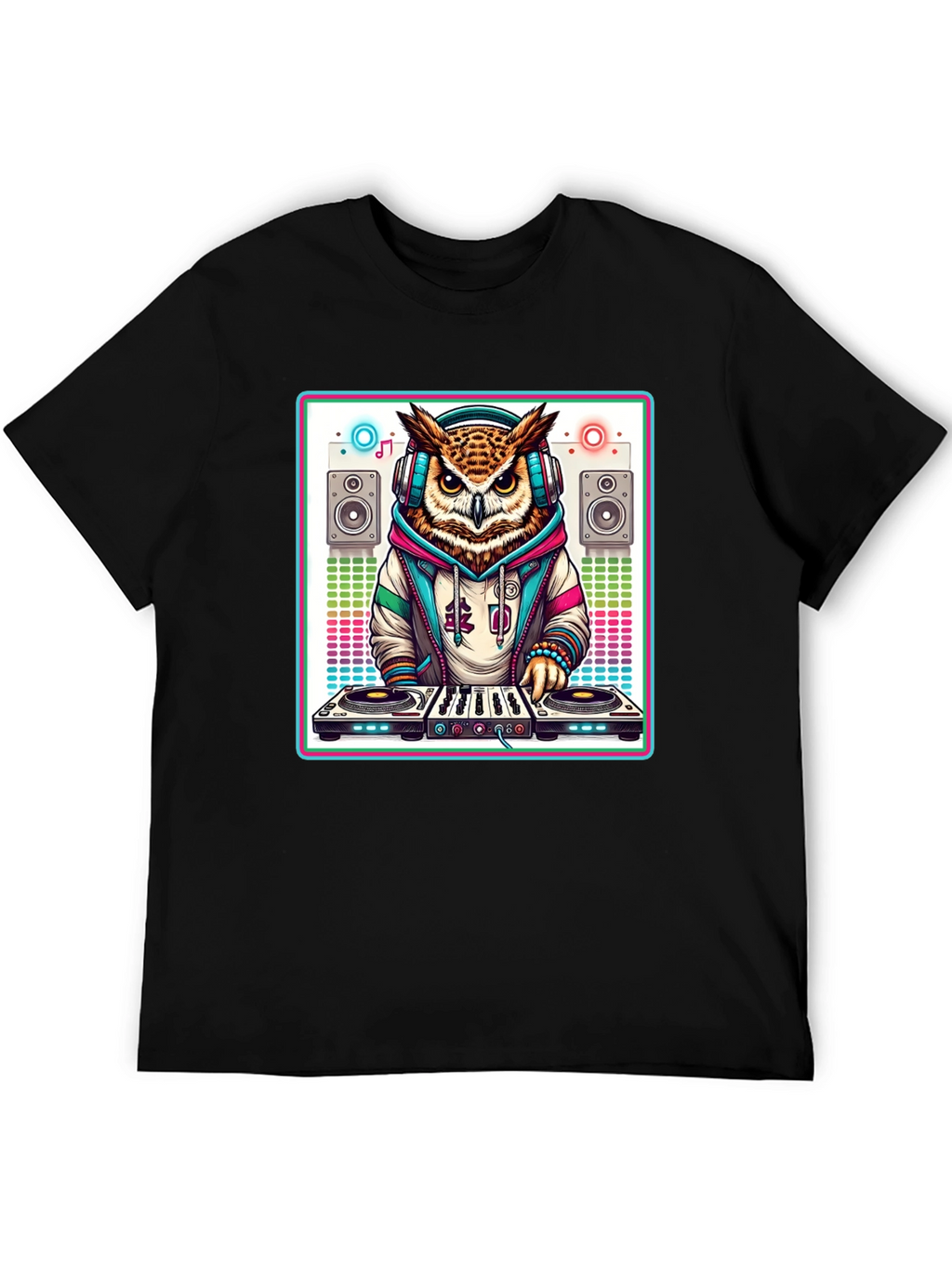 DJ Owl Graphic Tee - Cool Party Animal Shirt