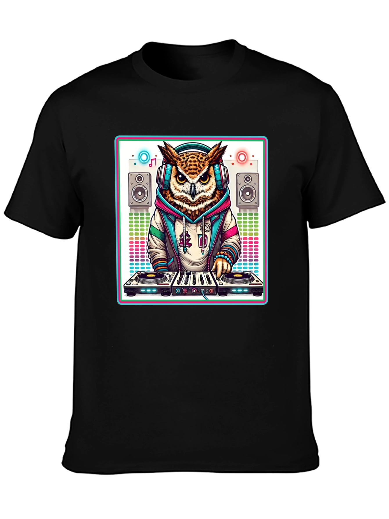 DJ Owl Graphic Tee - Cool Party Animal Shirt