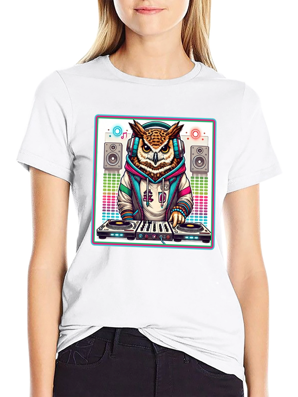 DJ Owl Graphic Tee - Cool Party Animal Shirt