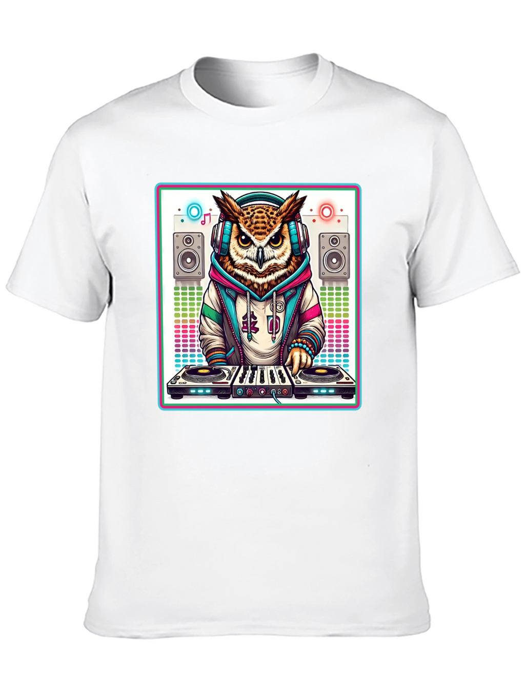DJ Owl Graphic Tee - Cool Party Animal Shirt