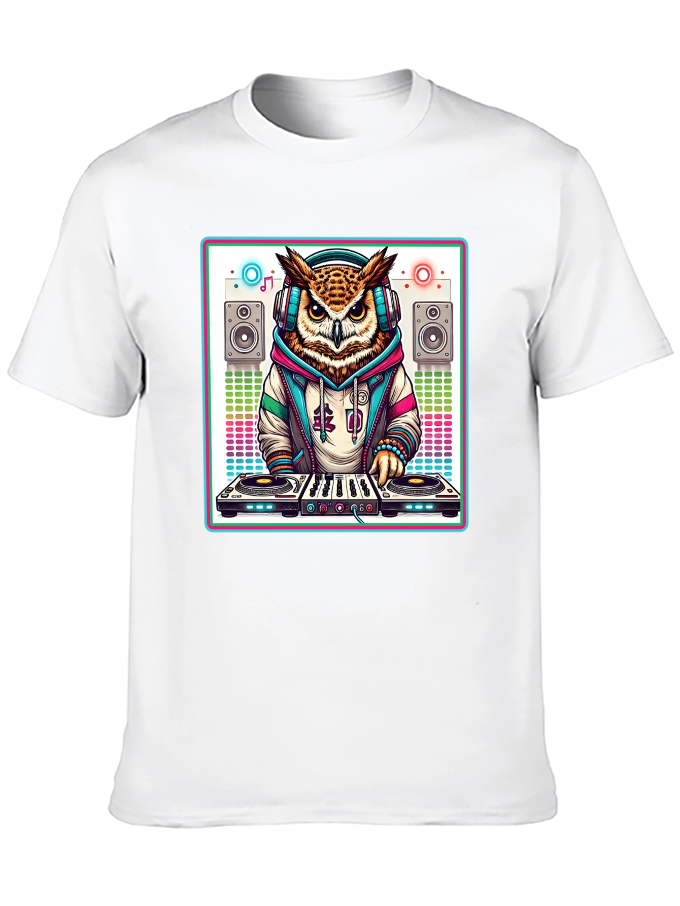 DJ Owl Graphic Tee - Cool Party Animal Shirt