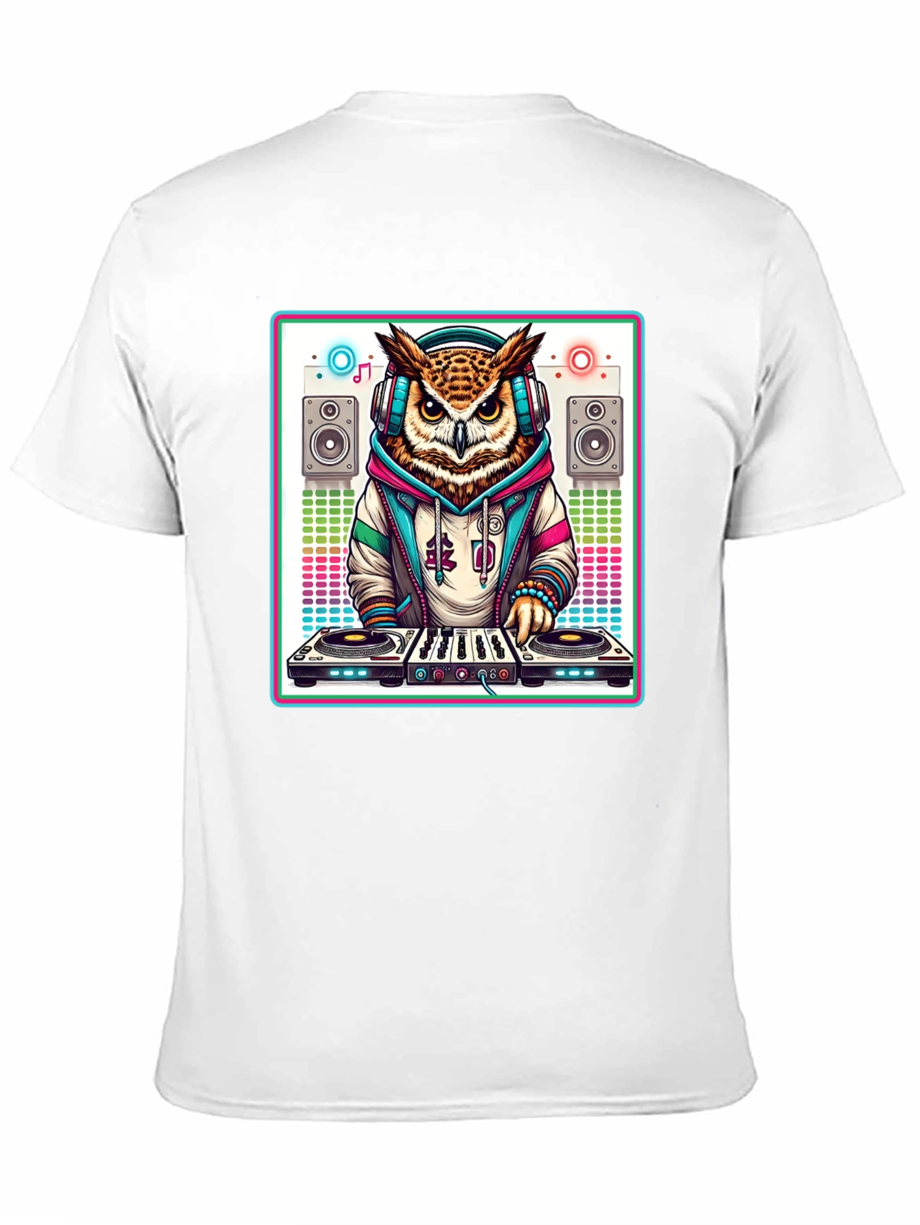 DJ Owl Graphic Tee - Cool Party Animal Shirt