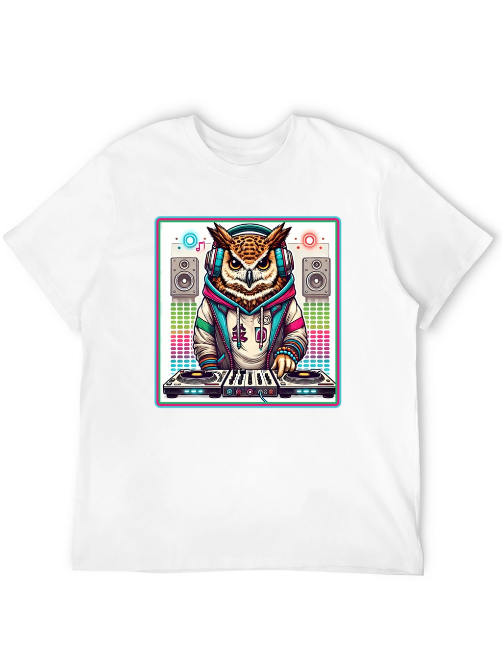 DJ Owl Graphic Tee - Cool Party Animal Shirt