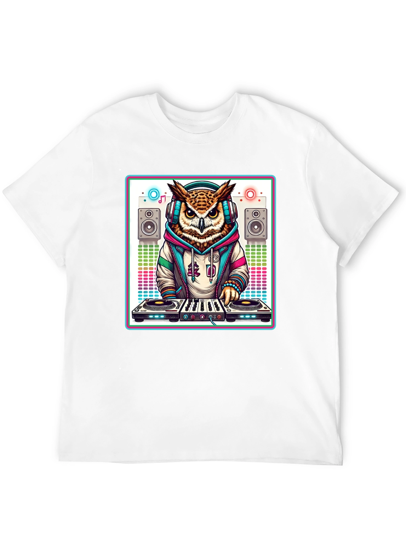 DJ Owl Graphic Tee - Cool Party Animal Shirt