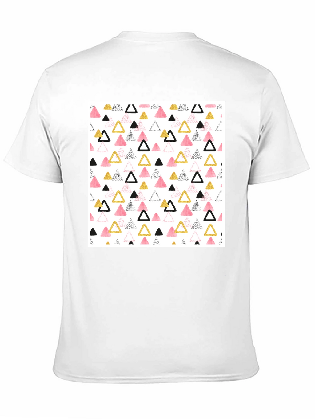 Modern Triangle Pattern Black Crew Neck T-Shirt
