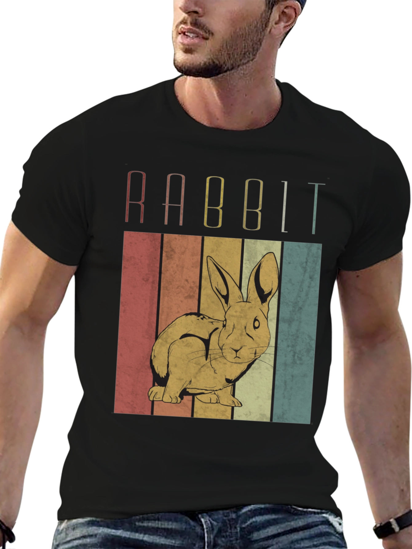 Vintage Rabbit Graphic Tee - Retro Animal Lover Shirt