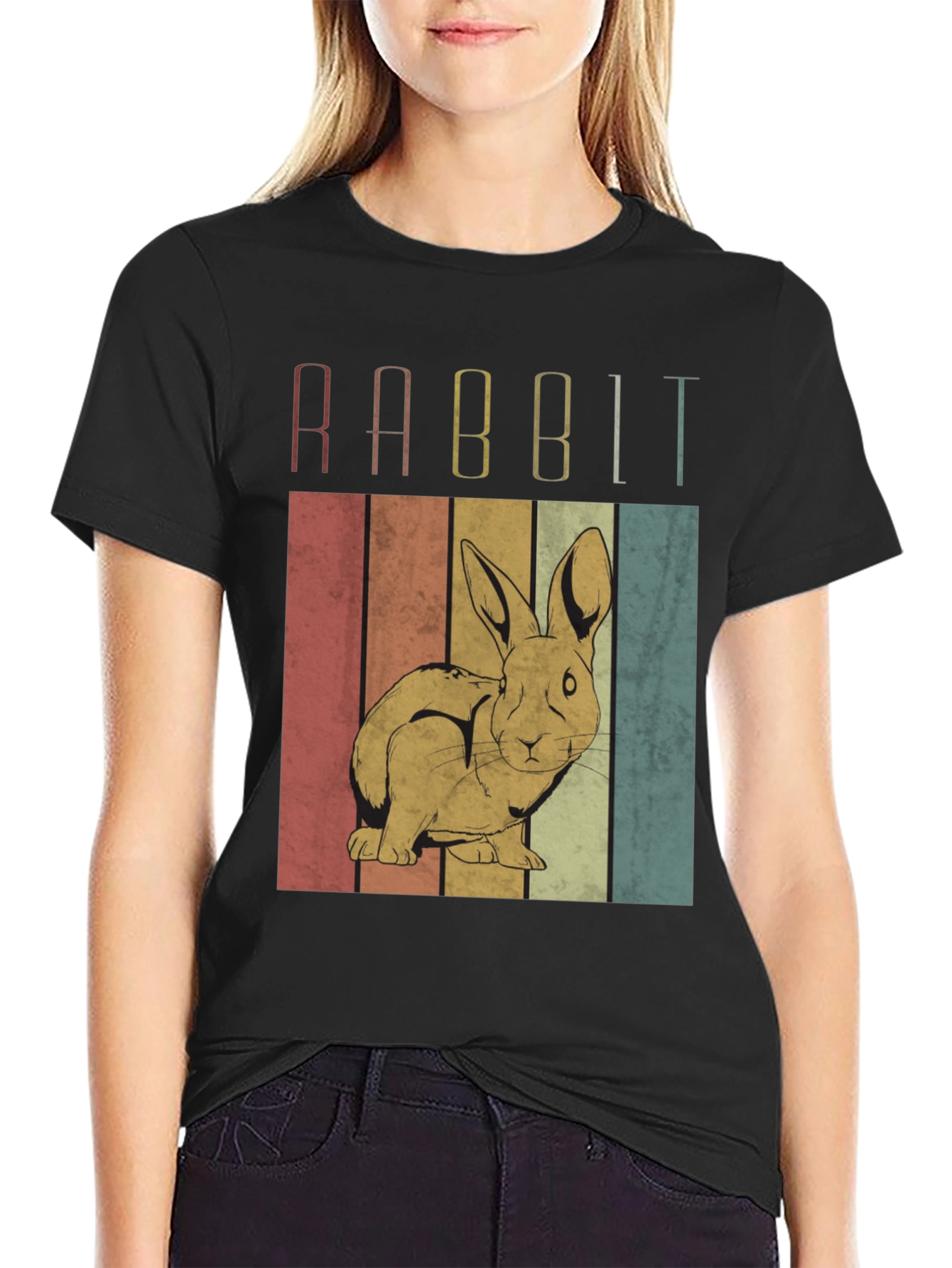 Vintage Rabbit Graphic Tee - Retro Animal Lover Shirt