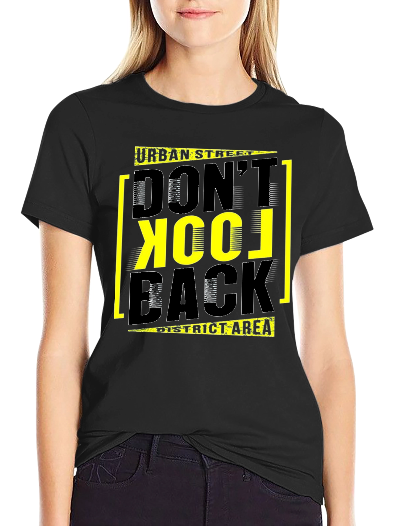 Urban Street Dont Look Back Black Graphic T-Shirt