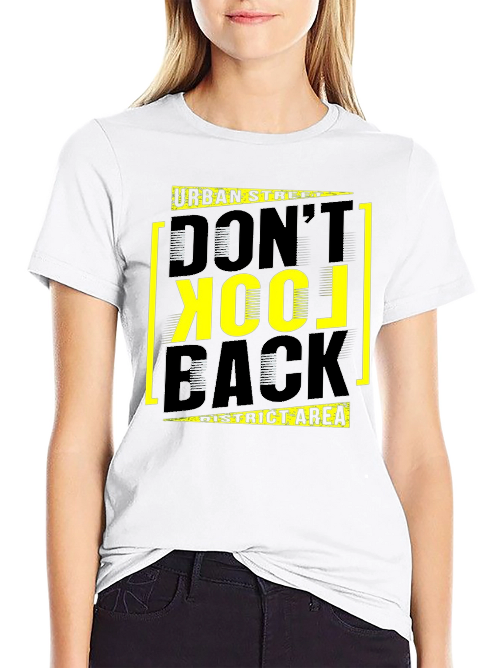 Urban Street Dont Look Back Black Graphic T-Shirt