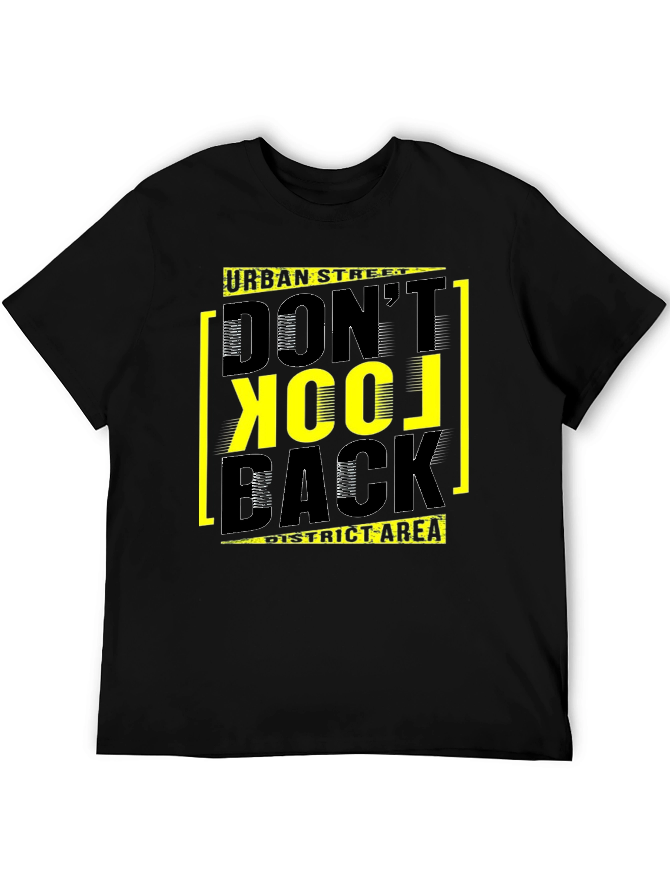 Urban Street Dont Look Back Black Graphic T-Shirt