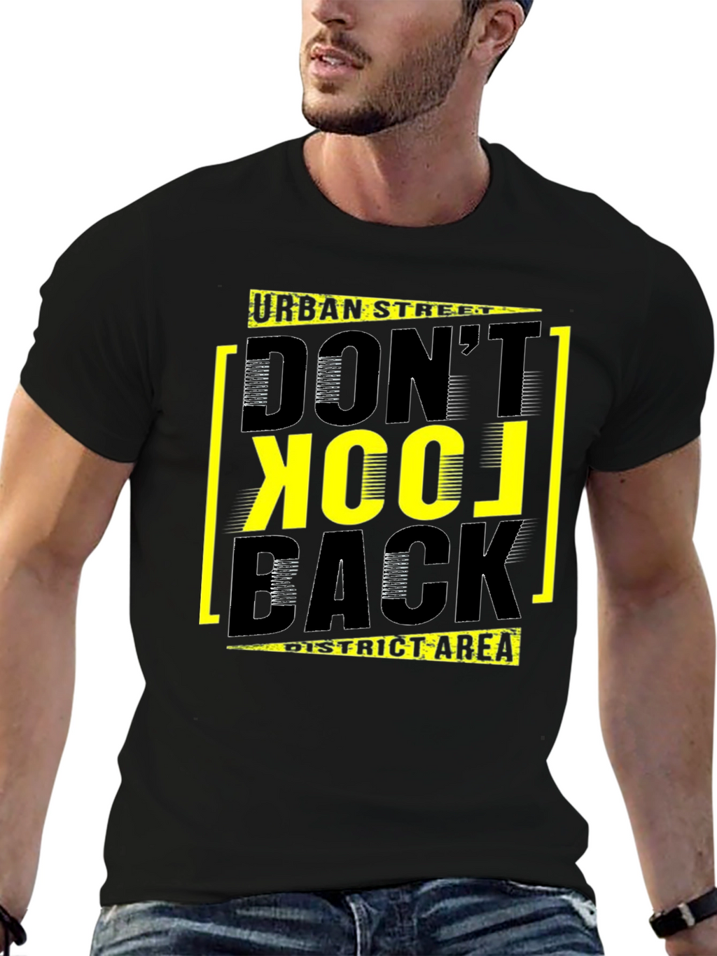 Urban Street Dont Look Back Black Graphic T-Shirt