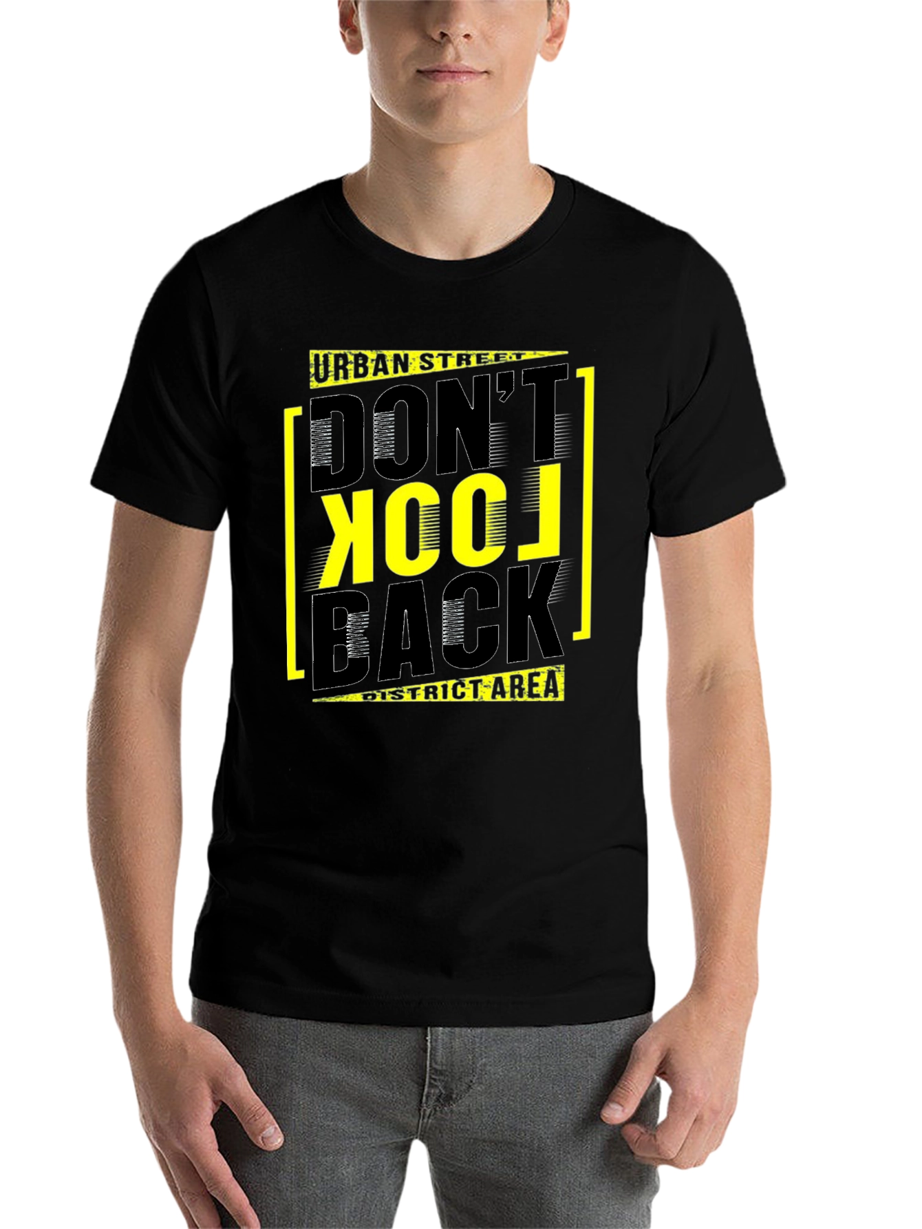 Urban Street Dont Look Back Black Graphic T-Shirt