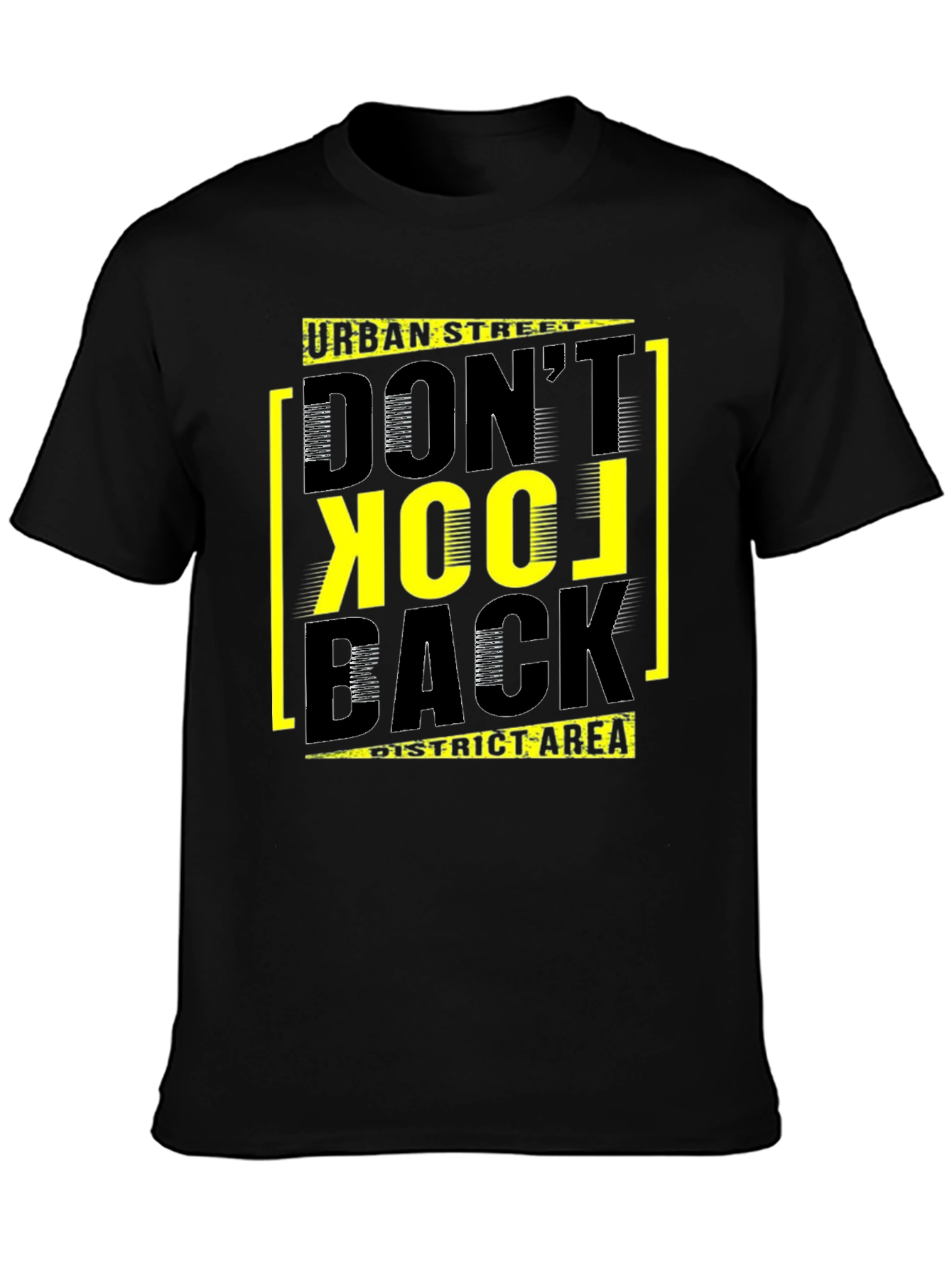 Urban Street Dont Look Back Black Graphic T-Shirt