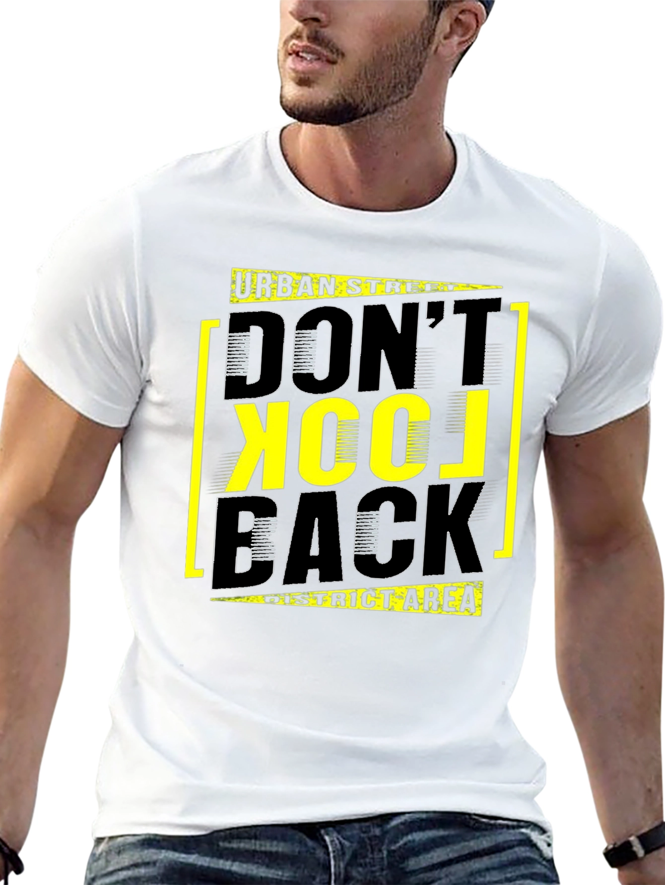 Urban Street Dont Look Back Black Graphic T-Shirt