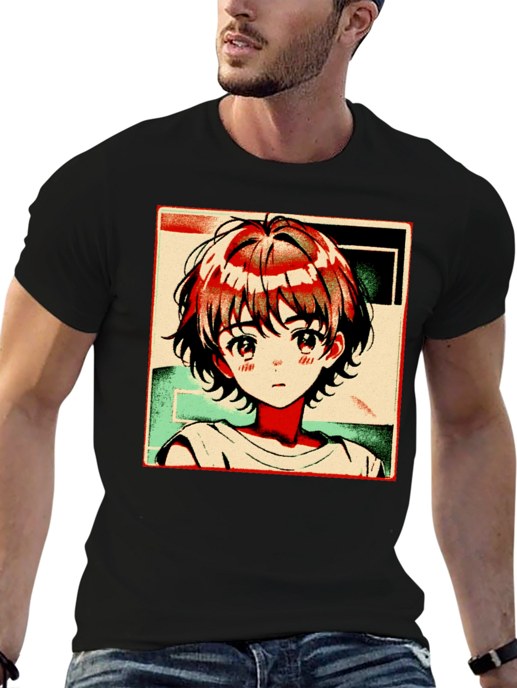 Anime Girl Graphic Tee - Trendy Black T-Shirt