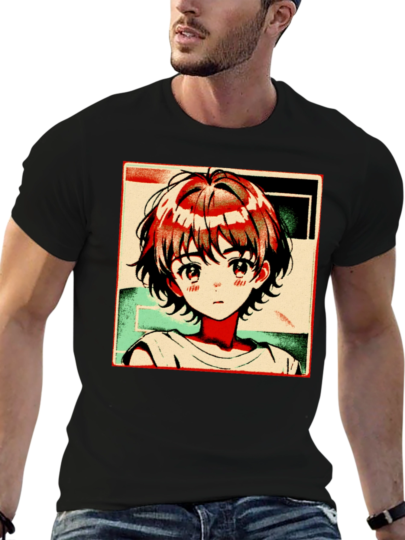 Anime Girl Graphic Tee - Trendy Black T-Shirt
